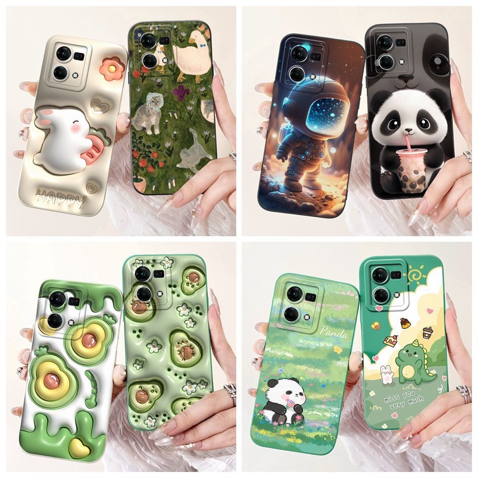 สําหรับ OPPO Reno 7 4G กรณี Reno 8 4G ฝาครอบ CPH2363 CPH2457 กันกระแทกกันชนน่ารักการ์ตูนเคสโทรศัพท์ส
