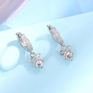 Jinjoo-ต่างหูห่วงโบว์ รุ่น Shimmering Diamond Bow Hoops โซคิ้วมากกก ขนาดห่วง 8 mm. รหัส H75