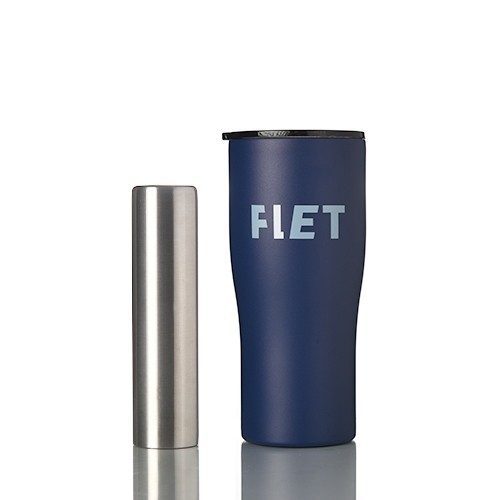 แก้วเก็บความเย็น FLET tumbler 24 oz สีน้ำเงิน พร้อมแท่งสแตนเลส เครื่องดื่มเย็นไม่ต้องใส่น้ำแข็ง