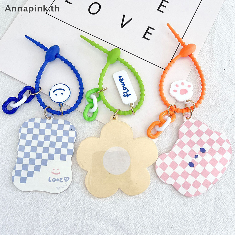 Annapink.th Kawaii การ์ตูนกระจกขนาดเล็กพวงกุญแจแบบพกพากระเป๋า Ch อุปกรณ์เสริมน่ารักสร้างสรรค์กระจกแต่งหน้าพวงกุญแจสําหรับผู้หญิงสาวของขวัญ EN