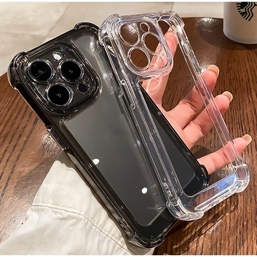 อะคริลิคใสกันกระแทกเคสโทรศัพท์หรูหราสําหรับiphone 16 15 11 12 13 14 Pro Max X XS XR Max 7 8 Plus SE2 โปร่งใสสี่มุมFallป้องกันซิลิโคน