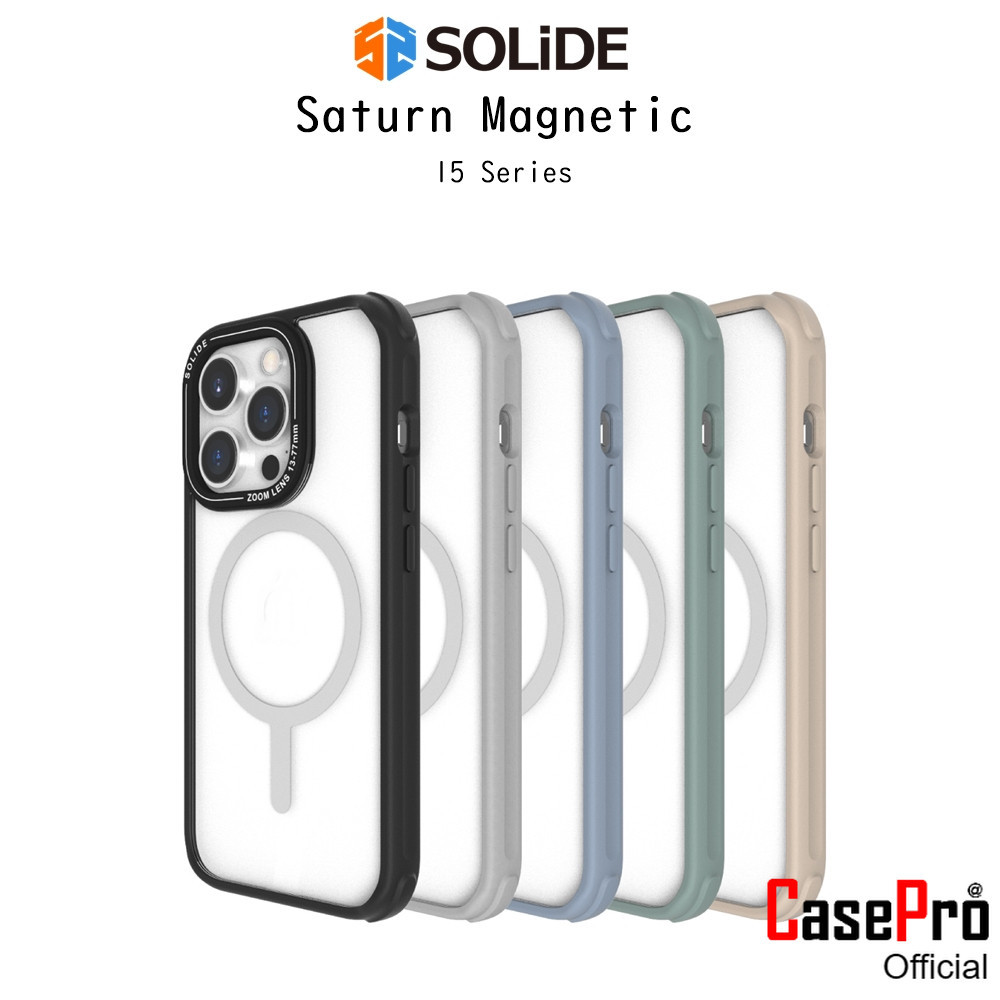 Solide Saturn Magnetic เคสกันกระแทกระดับ5เมตรเกรดพรีเมี่ยม เคสสำหรับ iPhone15/15Plus/15Pro/15Promax