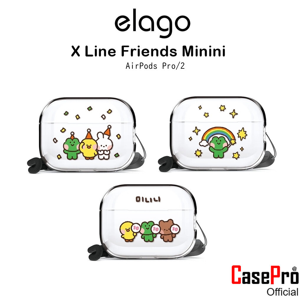 Elago x Line Friends Minini เคสใสกันกระแทกเกรดพรีเมี่ยมจากอเมริกา เคสสำหรับ AirPods Pro / Pro2 (ลิขสิทธิ์แท้100%)