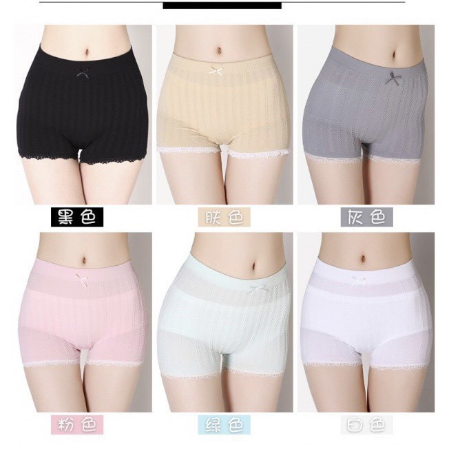 Cynthia_Shop ซับในขาสั้น​ญี่ปุ่น ผ้านิ่ม ใส่สบาย แต่งโบว์ มี 6 สี #011