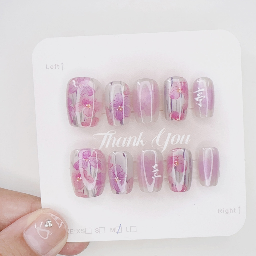 Cat Eye Handmade กดบนเล็บ 10 ชิ้นเล็บปลอมพร้อมสติกเกอร์กาว T030