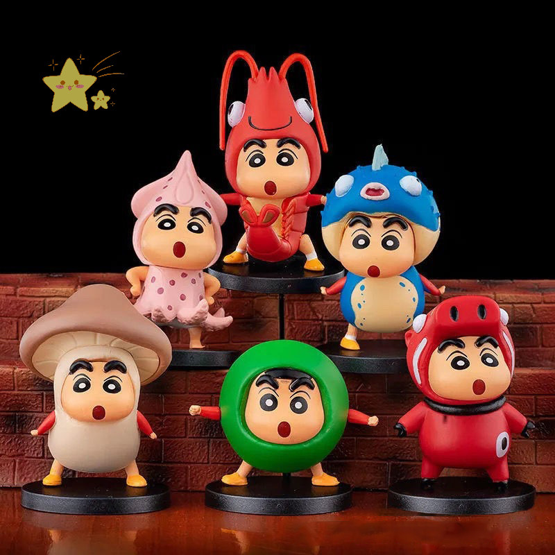 [JBTH] 6 ชิ้น/เซ็ตอะนิเมะ Crayon ShinChan ตัวเลข Nohara Shinnosuke Action Figure รถเดสก์ท็อปเครื่องประดับของขวัญวันเกิดเด็ก [JB]