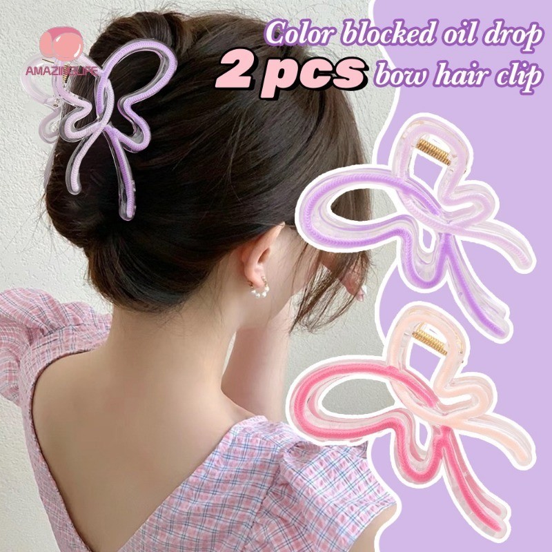 ​2ชิ้นแฟชั่นสีใหม่แลชโบว์กิ๊บ-สาวหวานพลาสติกที่สง่างามกิ๊บ-ฉลามคลิปที่ประชุมยอดนิยม