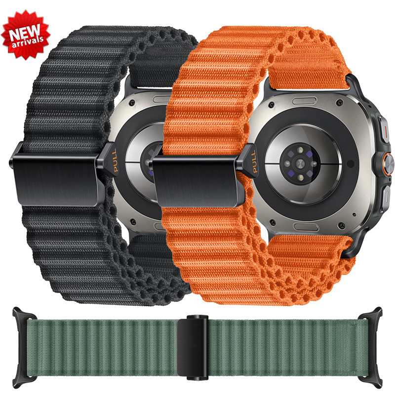 สายนาฬิกาทอไนลอนเข้ากันได้กับ Samsung Galaxy Watch Ultra 47 มม.สําหรับ Galaxy Watch 7 Ultra Watchband สร้อยข้อมืออุปกรณ์เสริม