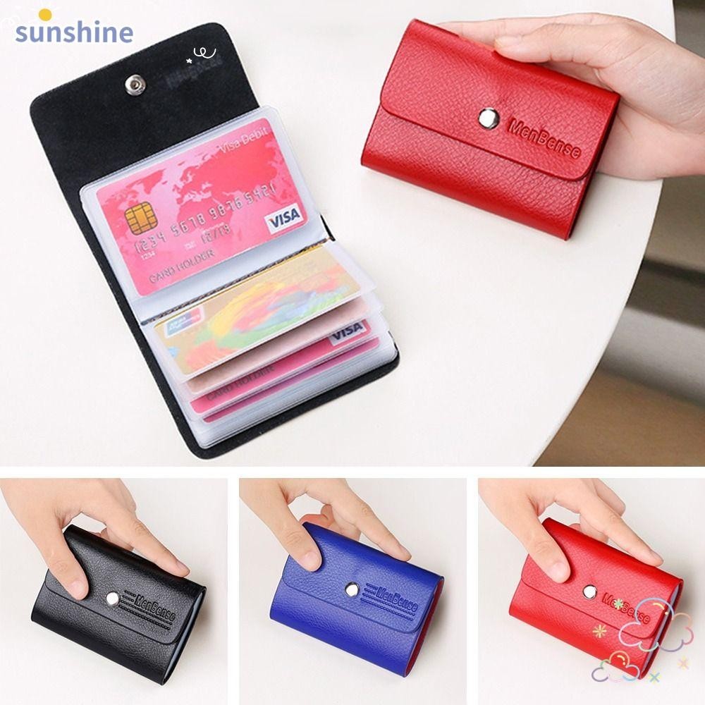 Ssunshine ผู้ถือบัตรผู้หญิงผู้ชายสีทึบบัตรเครดิต ID Cardholder กระเป๋าสตางค์ 26 ช่อง Bits กระเป๋าบัตรเครดิต