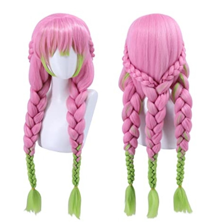 CO วิกผมสําหรับ Kanroji Mitsuri คอสเพลย์สําหรับสีเขียวและสีชมพูยาวตรง Br A