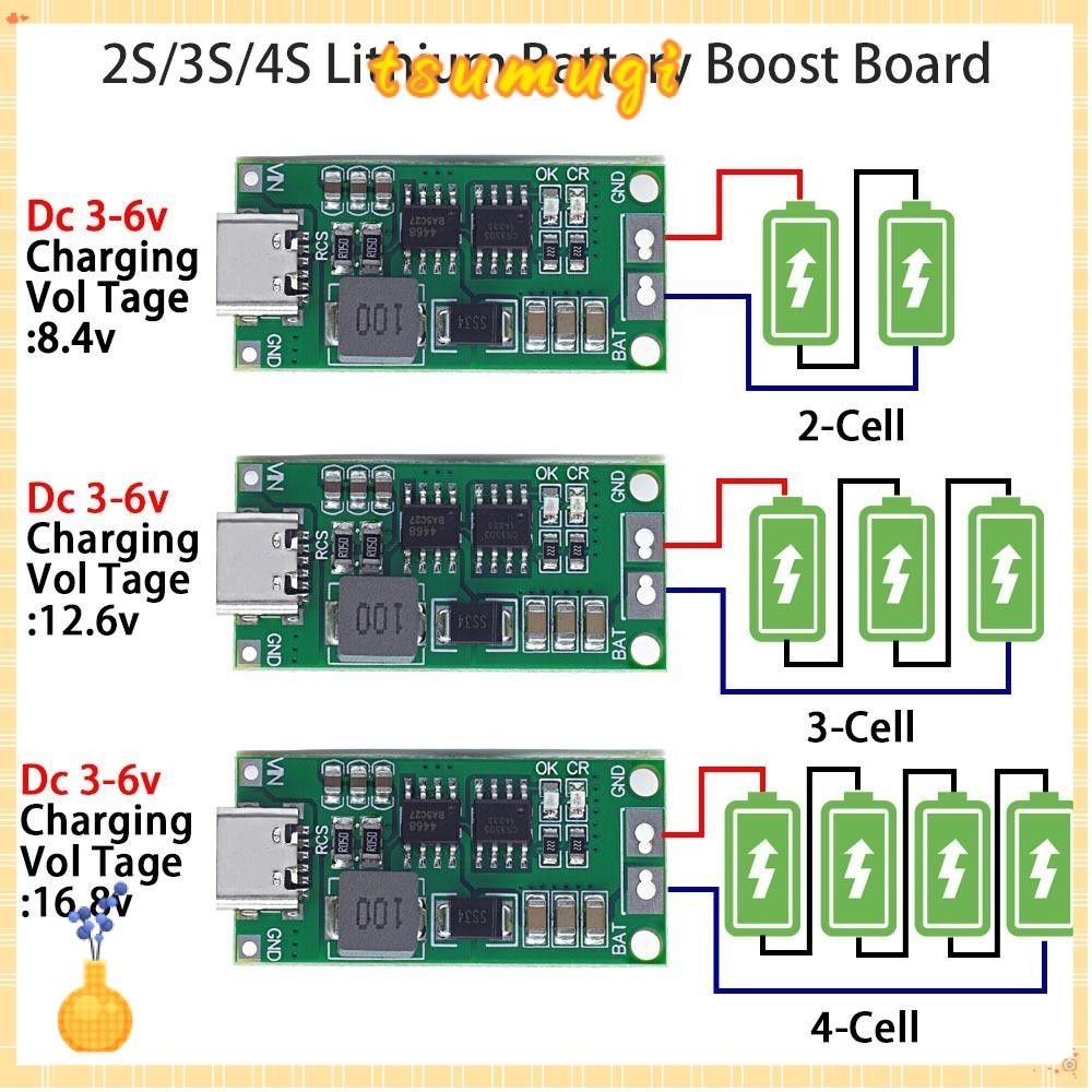 Tsumugi Boost โมดูล Multi-Cel Type-C ถึง 8.4V 12.6V 16.8V Li-Ion Charger แบตเตอรี่ลิเธียมชาร์จ