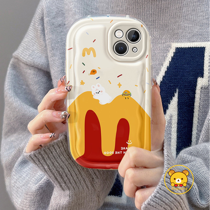กระต่ายน่ารักแฮมเบอร์เกอร์โปร่งใส Air กระเป๋าเคสโทรศัพท์สําหรับ Vivo V40 V30 V29 Lite V27 V27E V25 V23 V23E V21 V21s V20 Pro Y20s Y20i Y20a Y20G Y12s Y20T ปลอกใส