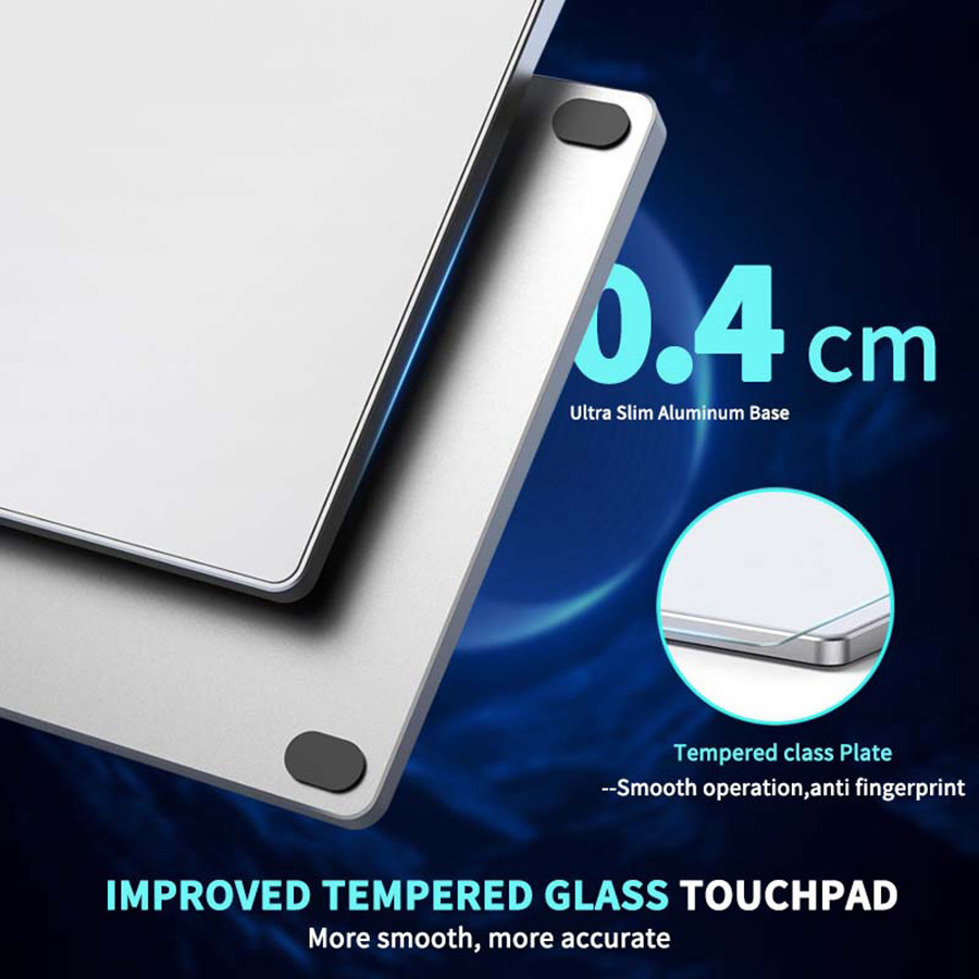 โลหะผสม USB แบบมีสาย Multi-TouchTrackpad เมาส์ Slim พื้นผิวกระจกนิรภัยพร้อมการนําทางความแม่นยําสูงเมาส์ทัชแพดแบบมีสายสําหรับแล็ปท็อปพีซี