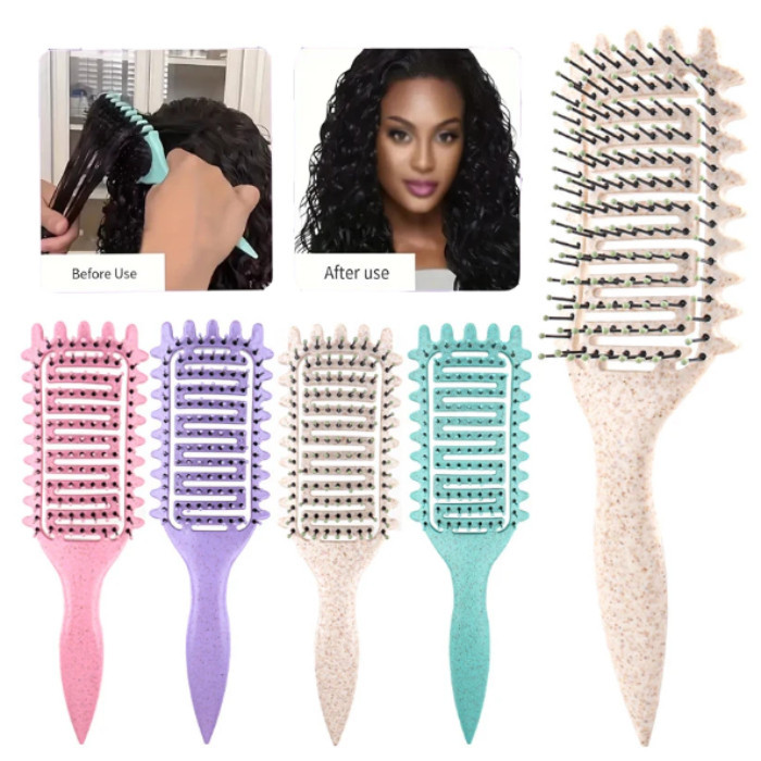 Curl Define จัดแต่งทรงผมแปรง Hollow Detangling แปรงผม Tangled หวีผม Shaping Dinning Curls เครื่องมือจัดแต่งทรงผม