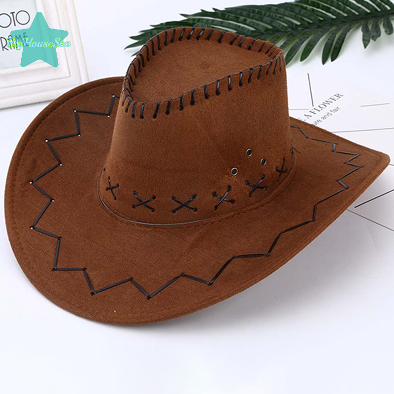 [BigHouseSea] หมวกคาวบอยตะวันตกราคาถูกหมวกคาวบอยสําหรับสุภาพบุรุษ Cowgirl Jazz Cap ใหม่