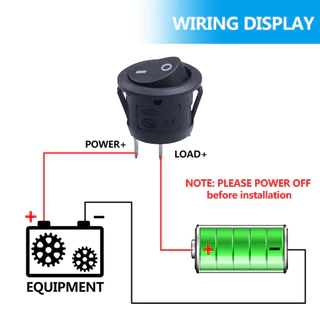 เปิดปิดรอบสวิตช์โยก SPST 20 มม.DC12-24V 20A 2 ขามินิวงกลมสลับสวิทช์