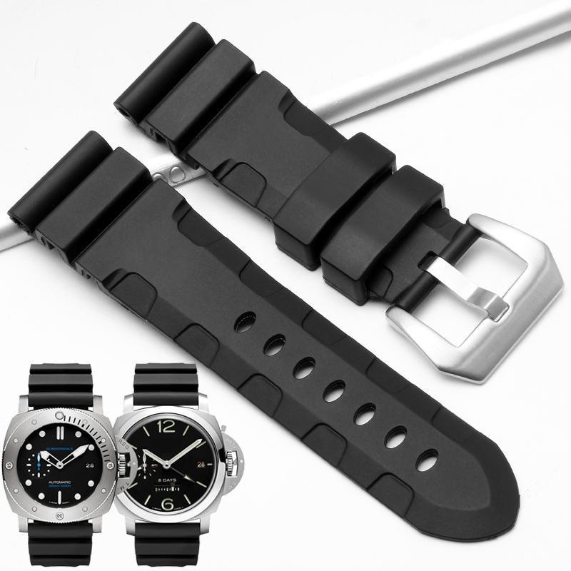 สายนาฬิกายาง Substitute Panerai Stealth Series 164 PAM01209 สายซิลิโคนสีดํา 22 24mm