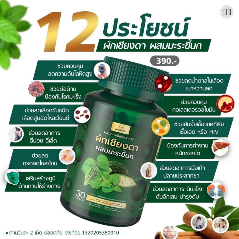 (ช่องบริษัท) SN9 ผักเชียงดาผสมมะระขี้นก ผักเชียงดา มะระขี้นก เบาหวาน ความดัน ไต สมุนไพรลดน้ำตาล