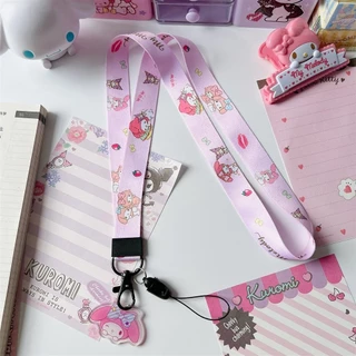 Key Badge Lanyard Kawaii Cinnamoroll Melody ID บัตรเครดิต Pass สายคล้องคอเชือกแขวนความปลอดภัยเชื่อมต่อ PieceKey อุปกรณ์เสริม