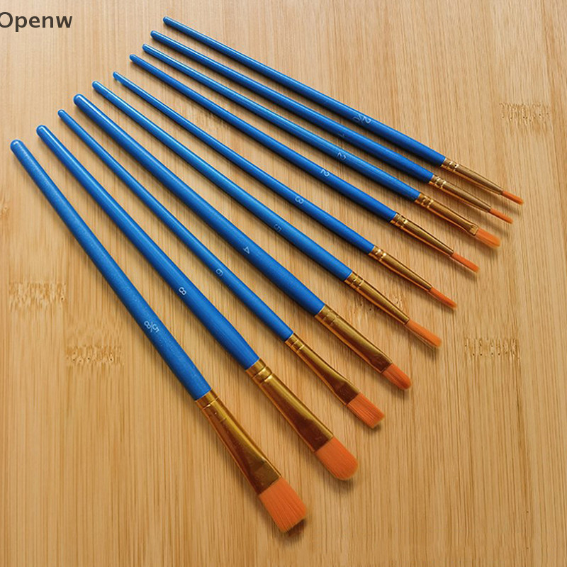 Openw 10 PC Paint Brushe Set Nylon Paing Brush Short Rod Oil แปรงอะคริลิคปากกาสีน้ําคุณภาพสูง Professional Art Supplies GOOD