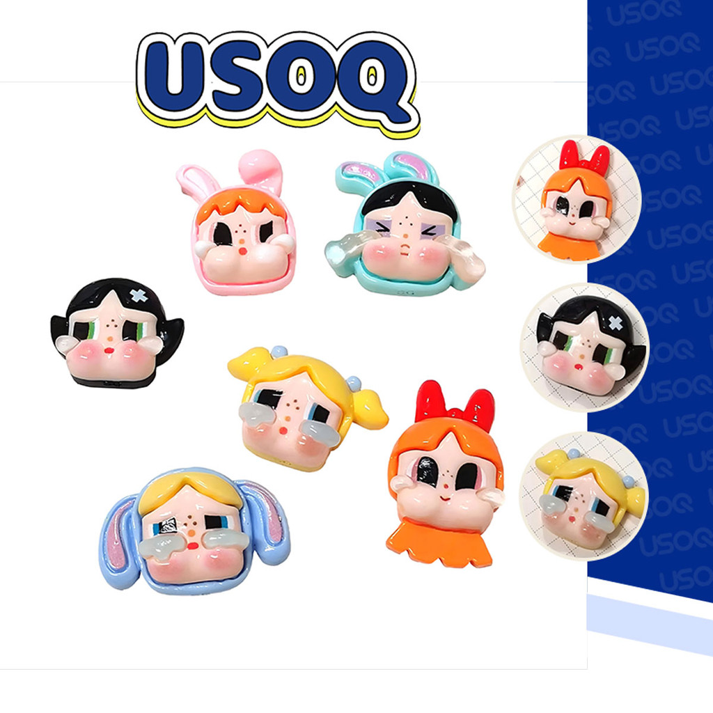 Usoq Jibbitz Crocs POP MART X The Powerpuff Girls การ์ตูน Cave รองเท้าหัวเข็มขัด DIY อุปกรณ์เสริม Crocs Charm Jibbitz ปุ่ม