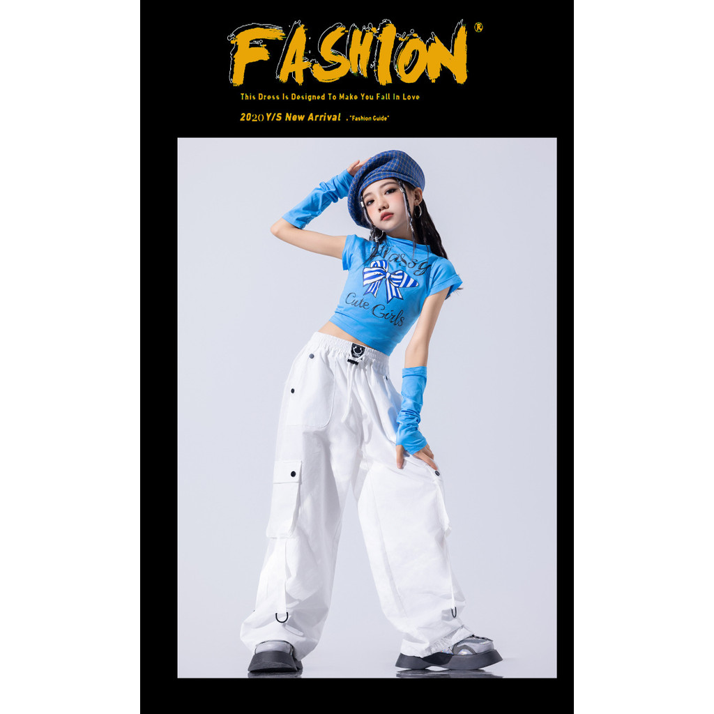 🔥พร้อมส่ง🔥 ชุดนักเต้นเด็ก / การเต้นรำของเด็กหญิงโดพามีน / นางแบบเดินระเบิดถนนฮิปฮอป - รูปที่ 4