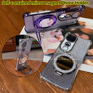 เคส Vivo V60 V70 V50 5G V40 V50 Lite V70 FE Y200 Y39 V30 V29 5G เคส Vivo V40 V30 Pro เคสใสเยลลี่กันกระแทกเคสแวววาวหรูหราพร้อมกล้องเลนส์ฝาครอบป้องกันกระจกแต่งหน้าที่วางโทรศัพท์ขาตั้งโทรศัพท์