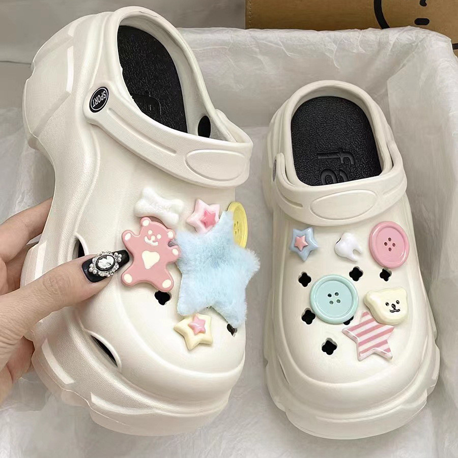 Macaron น่ารักปุ่ม Star Bear DIY Jibbits ชุด crosc Charms ชุดอุปกรณ์เสริมสําหรับ crosc Slipper