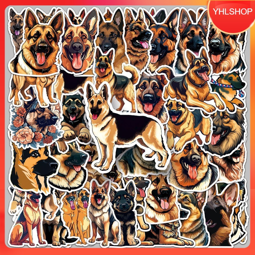 🍁YHL🍁พร้อมส่ง 50แผ่น สุนัขตำรวจ เยอรมันเชพเพิร์ด อัลเซเชียน German Shepherd Alsatian Sticker