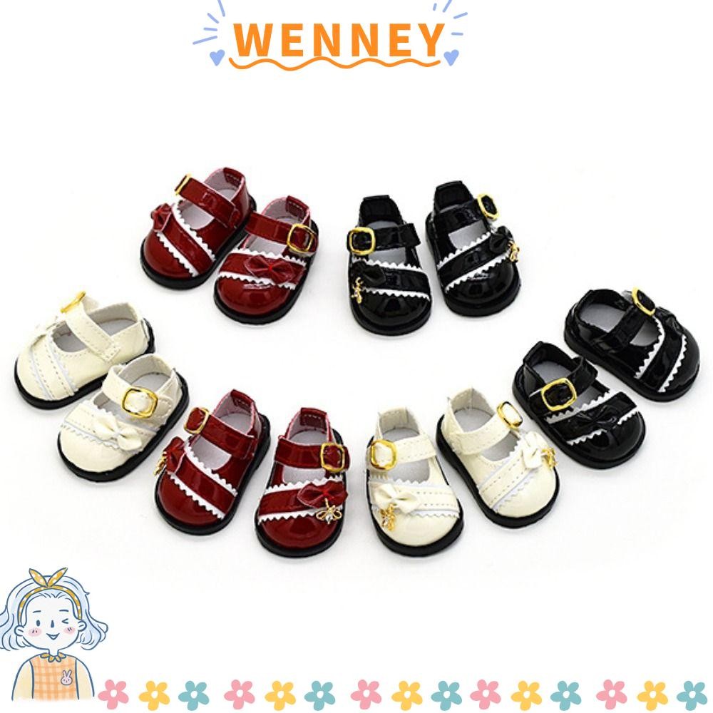 Wenny รองเท้าตุ๊กตาเด็ก, PU หนังทําด้วยมือรองเท้าหนัง PU,แฟชั่นน่ารักการ์ตูนตุ๊กตาคอสเพลย์อุปกรณ์เสริมสําหรับ Labubu 17 ซม.