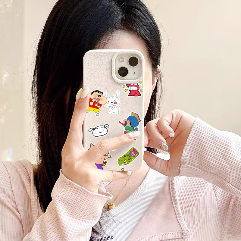 ขั้นสูง กรณีโทรศัพท์อ่อน ป้องกันการชนกัน เคส iphone 11 7 8 Plus 15PRO XR XS X 12 13 14 Pro Max เครยอนชินจัง