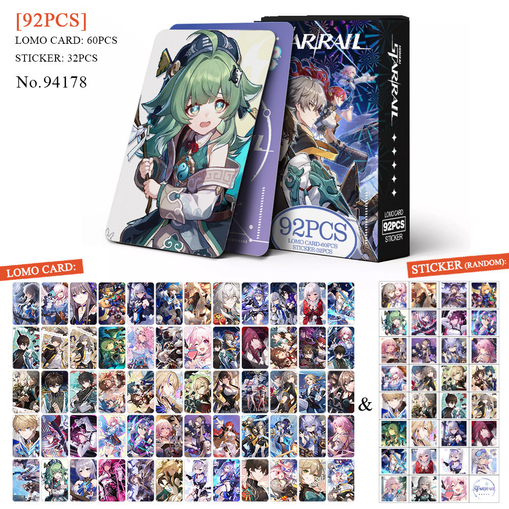 50-92pcs Honkai Star Rail Acheron Hologram Laser Lomo Cards Black Swan Kafka Elysia Robin Cartoon Photocards Aventurine Silver Wolf Jingliu Holographic Image Postcards