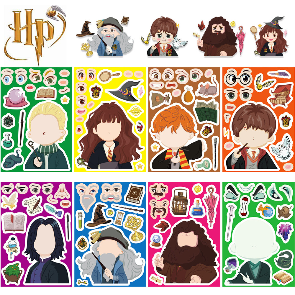 การ์ตูน Harry Potter เด็ก DIY สติกเกอร์ปริศนา Magic Theme วันเกิดตกแต่งของขวัญกล่องสติกเกอร์ DIY สติกเกอร์