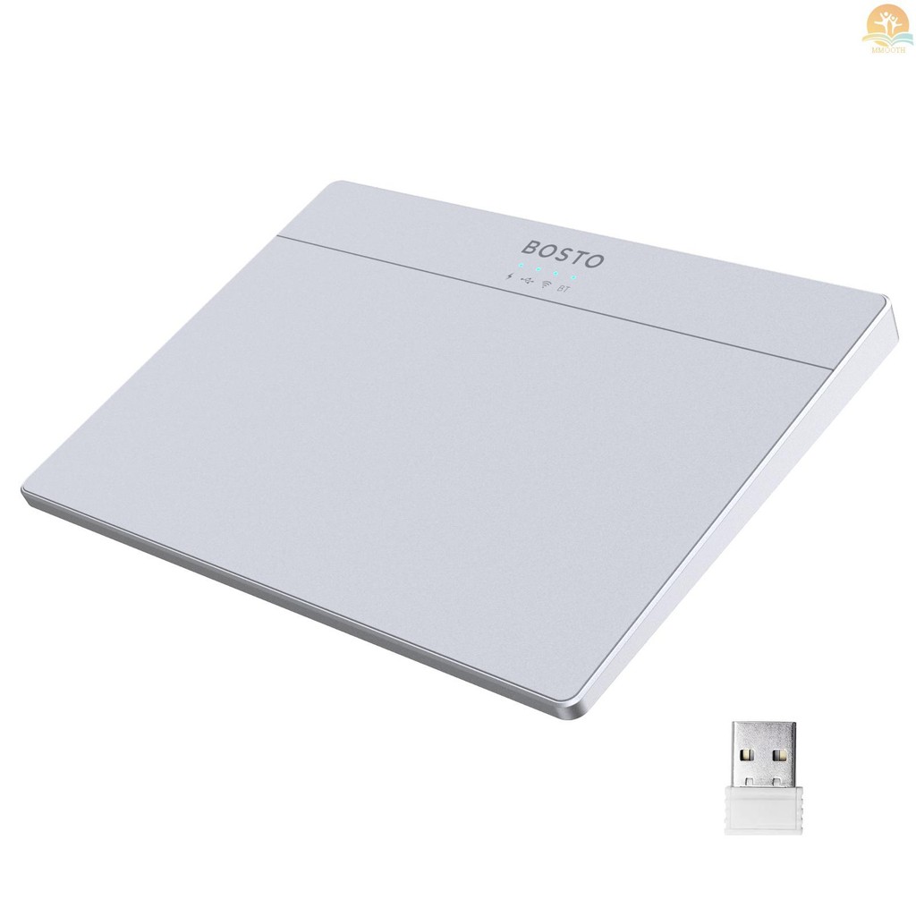 Bosto T02 ทัชแพดแบบมีสายและไร้สาย 2.4G &BT & USB Ultra Slim กระจกนิรภัยพื้นผิวออกแบบแบบพกพา Trackpad Multi-Touch Navigation สําหรับเดสก์ท็อปคอมพิวเตอร์แล็ปท็อป PC ผู้ใช้ Compati