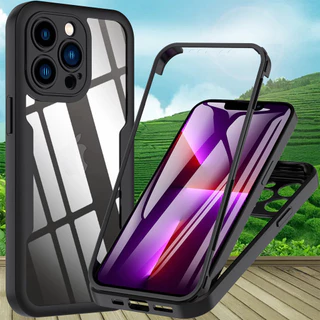 360 Full Body Case สําหรับ IPhone 15 14 13 12 11 Pro MAX 14 7 8 Plus XS MAX XR SE ฝาครอบโปร่งใสทนทานในตัวป้องกันหน้าจอ
