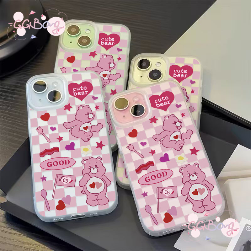 การ์ตูนน่ารักลายรุ้งหมีรักดาวดูแลหมีตัวเคสใส เคสไอโฟ 17 air 16 13 11 15 12 14 Pro Max XR 7Plus 8 15 14 Plus X XS SE เคส