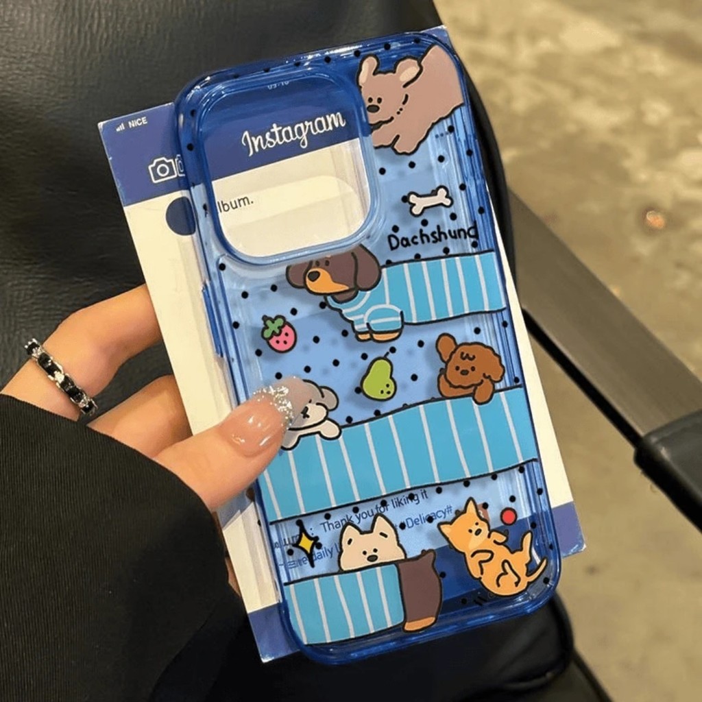 สตรอเบอร์รี่ Dachshund เหมาะสําหรับ Apple 15/14/13pro เคสโทรศัพท์ 12/11 โปร่งใส xr/xsmax กันกระแทก 7plus เคสโทรศัพท์การ์ตูน