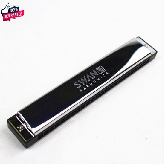 ฮาร์โมนิก้า สีเงิน ฮาโมนิก้าคีย์C เม้าออแกนขนาด24ช่อง เม์ออแกน SILVER Harmonica  Swan  24holes Harmo