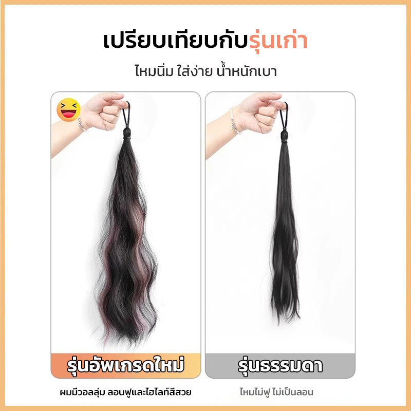 RenKin & Pursue ذيل حصان مستعار مموج 50 سم بهايلايت (قطعتان) — صورة 2