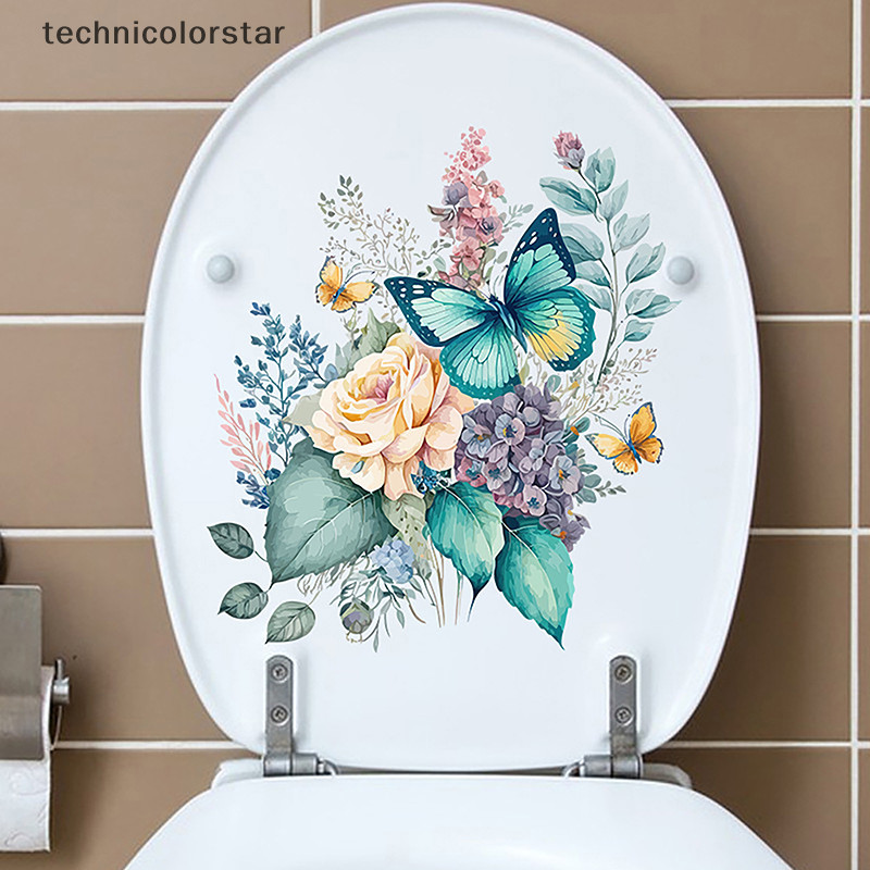 Trsr ผีเสื้อดอกไม้สติกเกอร์ที่นั่งชักโครก Self-Adhesive ฝาชักโครก Decals Diy ที่ถอดออกได้สติกเกอร์สําหรับห้องน้ําเครื่องประดับตกแต่งบ้าน Jelly