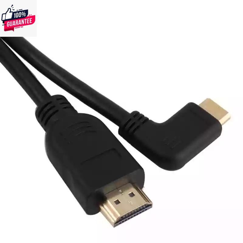 HDMI mini to HDMI cable 0.5M -  สายมินิ HDMI TO HDMI 0.5 เมตรหัวงอ 90 องศาข Black