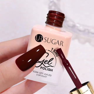 【Local】UR SUGAR 15ml เลือดสีแดงเล็บเจลกึ่งถาวรเคลือบเงา Soak Off Glitter เล็บฐาน Top Coat UV LED เจล