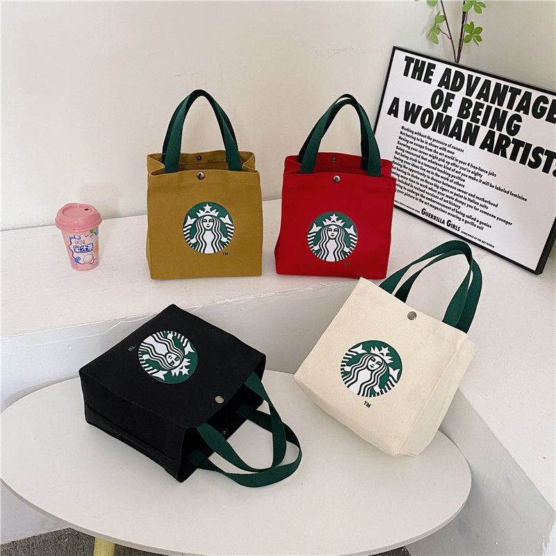 ใหม่ผ้าใบกระเป๋าใบเล็ก Tote Bag Office Worker กล่องอาหารกลางวันนักเรียนพิมพ์ Outing Casual แฟชั่นถุงอาหารกลางวัน Tote Bag