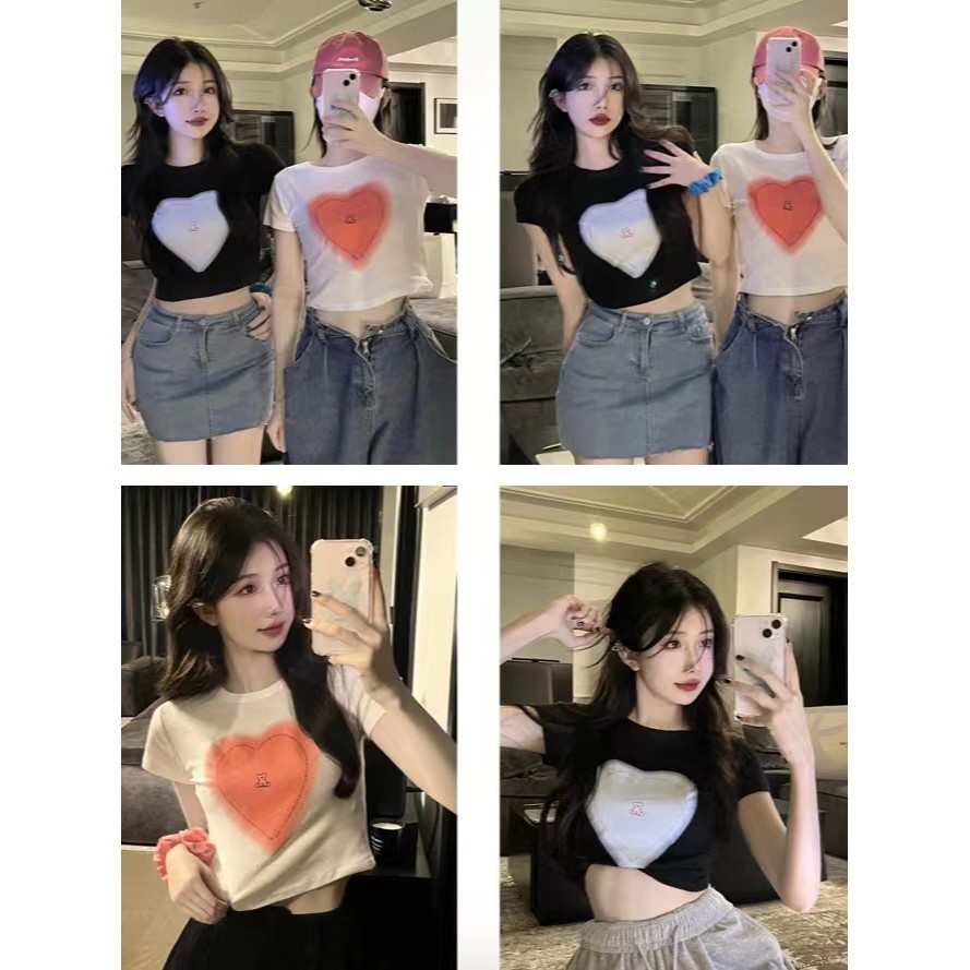 097 แฟชั่นเสื้อครอปน่ารัก เสื้อผู้หญิง ครอปแฟชั่น สกรีนลาย ใส่สบาย กรุงเทพมหานครประเทศไทย