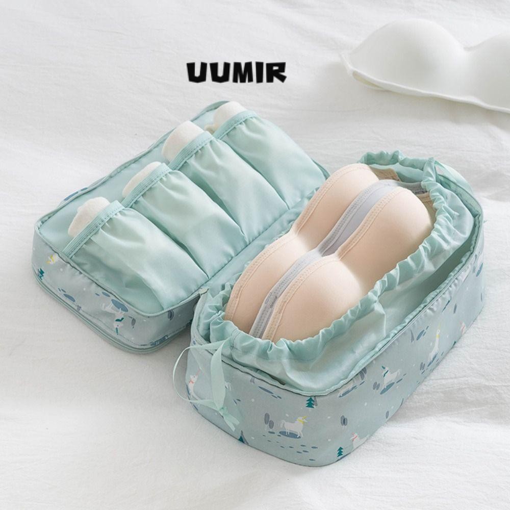 UUMIR กระเป๋าเก็บชุดชั้นใน, สองชั้นเดินทางเสื้อผ้าการเรียงลําดับกระเป๋า, แบบพกพาวาดเชือกเสื้อผ้าจัดระเบียบถุงเท้าชุดชั้นในจัด