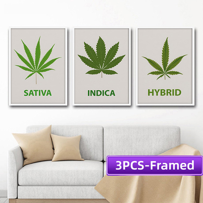 A4/a3 กรอบ 3PCS สีเขียว Maple Leaf ร้านอาหารจีนโปสเตอร์ Minimalist ผ้าใบภาพวาดห้องนอนห้องนั่งเล่นตกแต่ง Wall Art ภาพตกแต่งบ้าน