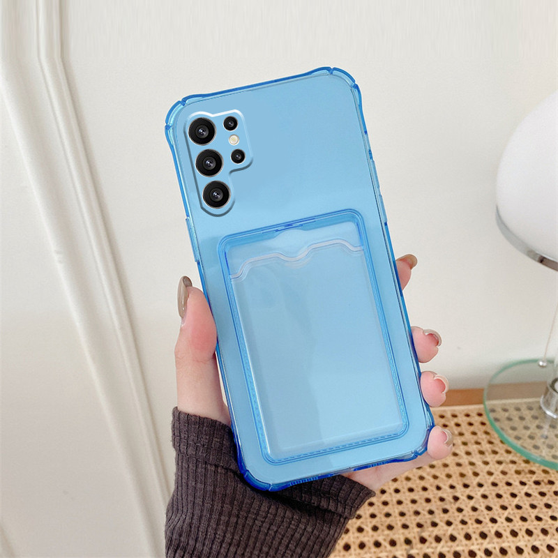 SAMSUNG สีลูกกวาดใสผู้ถือบัตรกระเป๋าสตางค์กันกระแทกนุ่มtpuกรณีปกหลังสําหรับsamsung Galaxy S24 S23 S22 S21 Ultra S24 S23 S22 S21 Plus S23 S21 S20 FE