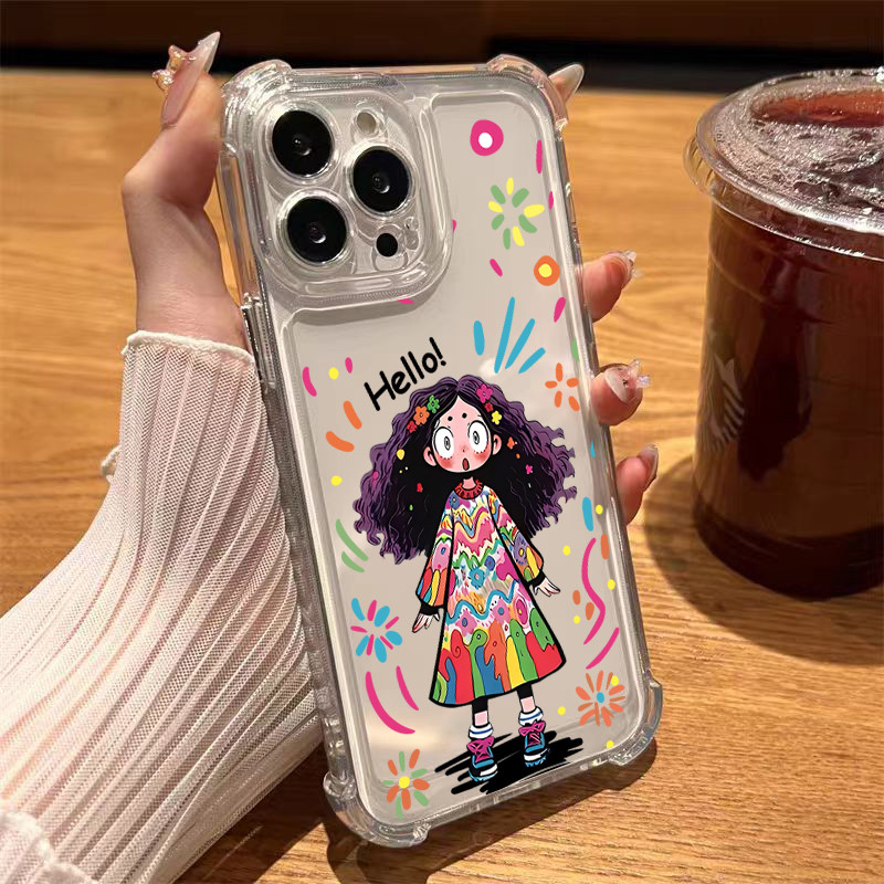 CASE นิ่มกันกระแทกเคสโทรศัพท์ สำหรับรุ่น เคสสำหรับ 13/12/14 Plus Pro Max 8/7 Plus X/XR 11 12proสวัสดีสาวน้อย