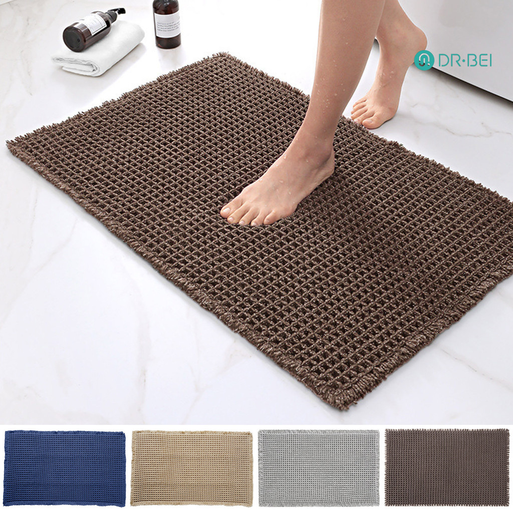 Dr.bei หน่วยความจําโฟมเสื่ออาบน้ําวาฟเฟิลเนื้อพู่ตัดดูดซับสูงแห้งเร็วแผ่นพื้นพรมกันลื่นห้องน้ํา