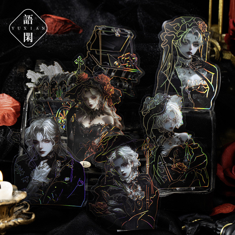 Pet ปั๊มร้อนแพ็คสติ๊กเกอร์ขนาดใหญ่ Gothic Legend Series ตัวละครวัสดุกันน้ําบัญชีมือ Gumi Goo การ์ด collage
